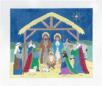 Christmas Nativity ~ Holy Family NATIVITY handpainted 18 Mesh Needlepoint Canvas by Susan Roberts