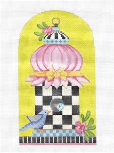 Kelly Clark ~ Birdhouse with Spring Tuffet handpainted Needlepoint Canvas by Kelly Clark