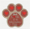 Dog ~ Dog Paw Print Love is a Wagging Tail HP 18 Mesh Needlepoint Canvas by CH Designs -Danji