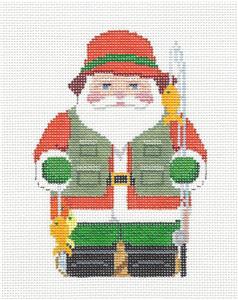 Santa ~ Fishing Santa handpainted 18 Mesh Needlepoint Ornament Canvas by Susan Roberts
