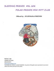 Mini Mitt Club~ "Sledding Friends" Mitten Club HP Needlepoint Canvas & SG KAMALA JulieMar***SPECIAL ORDER***