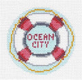 Round ~ OCEAN CITY, NEW JERSEY Beach 18 Mesh 3"Rd. handpainted Needlepoint Canvas Needle Crossings