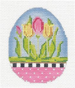Kelly Clark - Easter Tulip Garden Egg handpainted Needlepoint Canvas by Kelly Clark