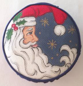 Christmas ~ Crescent Moon Santa Silk Jewelry Case handpainted Needlepoint Canvas 18 Mesh by Creative Needle