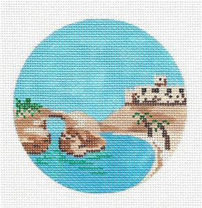 Travel Round ~ Puerto Rico Destination 4" Round handpainted Needlepoint Canvas by Painted Pony
