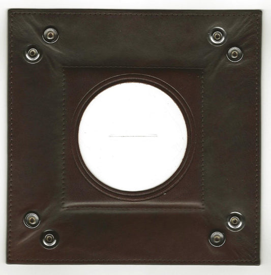 Accessory ~ Square Dark Brown Leather Snap Tray for 3" Round Needlepoint Canvas by LEE