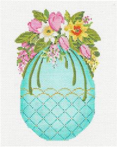 Kelly Clark - LG. Tulip Bouquet Easter Egg handpainted Needlepoint Canvas by Kelly Clark
