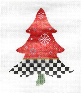Kelly Clark Tree ~ Snowflakes & Checks handpaint Needlepoint Ornament Canvas Kelly Clark