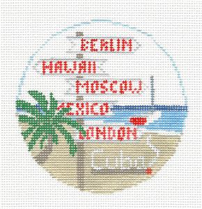 Travel Round ~ Island of CUBA handpainted Needlepoint Canvas by Kathy Schenkel RD