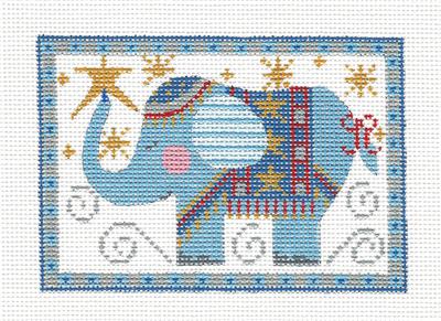 Canvas ~ Elephant Rectangle in Blue HP Needlepoint Canvas CH Designs from Danji