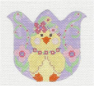 Tulip ~ Tulip with a Chick in Flowers on Handpainted Needlepoint Canvas by Danji Designs