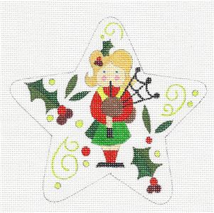 STAR ~ 12 Days of Christmas "11 PIPERS PIPING" Star HP Needlepoint Canvas by Raymond Crawford