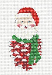 Christmas Ornament ~ Pinecone Santa Ornament handpainted Needlepoint Canvas by Susan Roberts