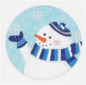 Round ~ Jewish "Yarmulka Snowman" handpainted Needlepoint Canvas by Pepperberry