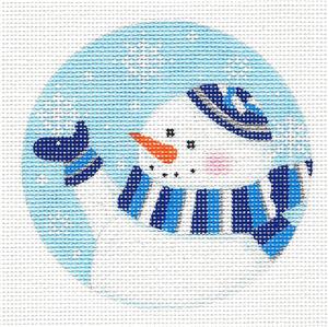 Round ~ Jewish "Yarmulka Snowman" handpainted 18 Mesh 4" Needlepoint Canvas by Pepperberry