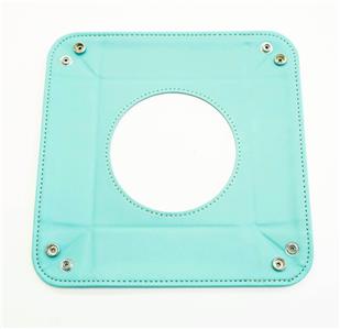 Accessory ~ LG. Square Teal Leather Snap Tray for a 4" Rd. Needlepoint Canvas by LEE
