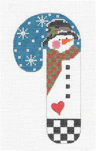 Medium Candy Cane Snowman in Top Hat HP Needlepoint Canvas CH Designs - Danji ***SPECIAL ORDER***