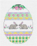 Egg ~ 2 LOVE Bunny Rabbits Egg handpainted Needlepoint Canvas ~ Susan Roberts