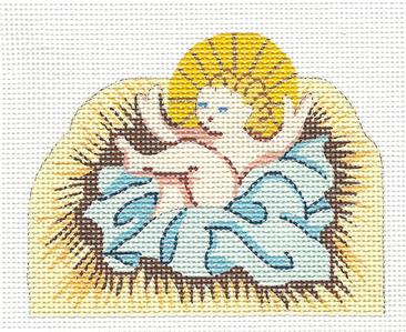 Nativity Canvas ~ Baby Jesus Nativity handpainted Needlepoint Canvas by Silver Needle