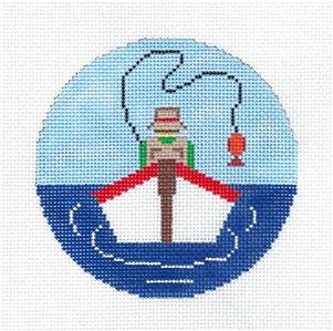 Canvas - FISHING BOAT Sports handpainted Needlepoint Ornament Canvas by ZIA ~ Danji