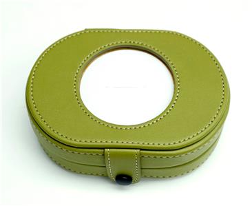 Accessories ~ Needle Case ~ Full Grain Green Leather Needle Case magnetic for Needlepoint Canvas by LEE