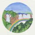 Travel Round ~ Victoria Falls in Zimbabwe, Africa 18 Mesh handpainted 4" Needlepoint Canvas by Painted Pony