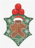 Holly ~ Gingerbread Man & STITCH GUIDE handpainted Needlepoint Canvas by CH Designs~ Danji