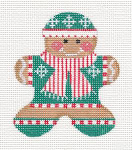 Gingerbread Boy #3 Needlepoint Canvas Ornament and STITCH GUIDE SET by CH Designs from Danji Designs