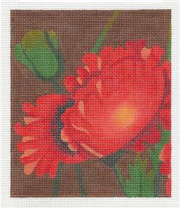 Floral Canvas ~ POPPY FIELDS by Leigh Design handpainted Needlepoint Canvas BG Insert