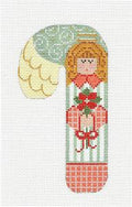 Candy Cane ~ Medium Candy Cane Angel Holding a Poinsettia HP Needlepoint Canvas by CH Designs Danji