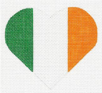 Heart ~ Irish Ireland Flag Heart handpainted Needlepoint Canvas by Pepperberry
