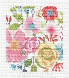 Floral Canvas ~ Garden Party handpainted Needlepoint Canvas by M.Whittemore BG Insert LEE