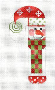 Candy Cane ~ Snowman in Scarf Small Candy Cane handpainted Needlepoint Canvas by Danji