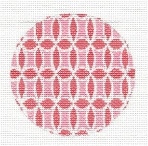Round~Pink On Pink Design Rd. handpainted Needlepoint Canvas by SOS from LEE