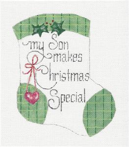 Mini Stocking-My Son Makes Christmas Special Mini Stocking HP Needlepoint Canvas by Danji