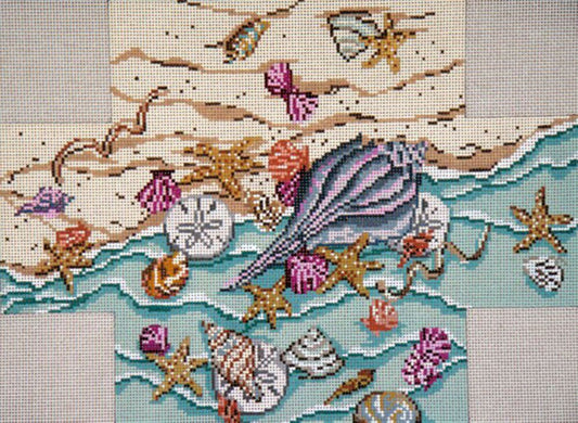 Brick Cover~Sea Treasures handpainted Needlepoint Canvas~by Needle Crossings