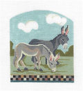 Kelly Clark Canvas – Two Donkey's from Noah's Ark handpainted 18 Mesh Needlepoint Canvas by Kelly Clark