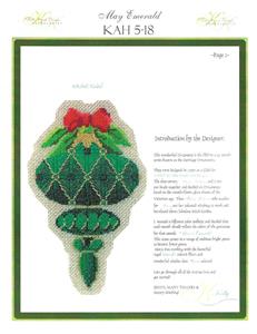 12 Months ~ Emerald MAY Monthly Ornament & STITCH GUIDE HP Needlepoint Canvas by Kelly Clark