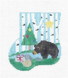 CANVAS SET ~ BLACK BEAR & CANVAS SET ~ handpainted Needlepoint Mini Stocking Ornament & BEAR by Kathy Schenkel