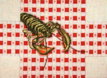 Brick Cover~Lobster on Tablecloth handpainted Needlepoint Canvas~by Needle Crossings