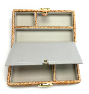 Leather Jewelry Box ~ TAN Leather Jewelry Box with Interior Compartments for Needlepoint Canvas by LEE