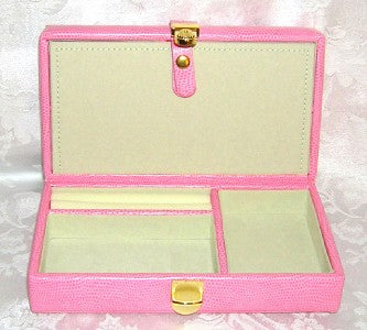 Leather Jewelry Box ~ Light Pink Leather Jewelry Box with Interior Compartments for Needlepoint Canvas by LEE