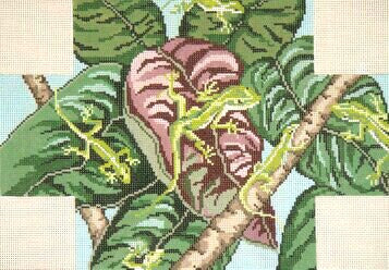 Brick Cover~Anoles handpainted Needlepoint Canvas~by Needle Crossings