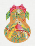 Kelly Clark Christmas Pear ~ 2 Turtle Doves Pear handpainted 18 Mesh Needlepoint Ornament by Kelly Clark