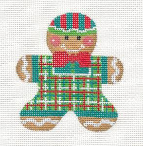 Gingerbread Boy #2 Needlepoint Canvas Ornament and Stitch Guide by Danji Designs