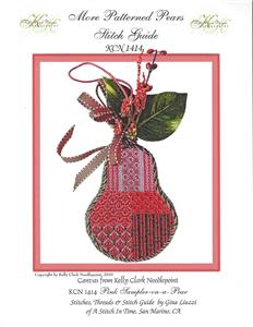 Kelly Clark Pear ~ Pink Sampler Pear & STITCH GUIDE handpainted Needlepoint Ornament