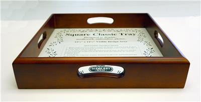Sudberry House CLASSIC Solid Wood 11.5" SQUARE TRAY with Glass for Needlepoint & Cross Stitch