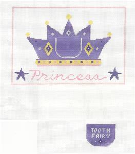 Tooth Fairy Canvas ~ Tooth Fairy Pillow Princess SET handpainted Needlepoint Canvas by Kathy Schenkel