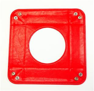Accessory ~ LG. Square Red Leather Snap Tray for a 4" Rd. Needlepoint Canvas by LEE