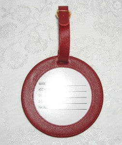 Accessory ~ LUGGAGE ID TAG Red Smooth Leather great for backpack too, for Needlepoint Canvas by LEE